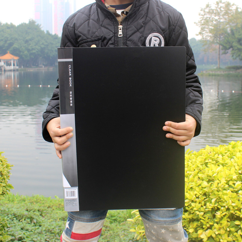 大号彩色A3透明40/60页文件夹加厚插页资料册8开美术图纸夹学生用