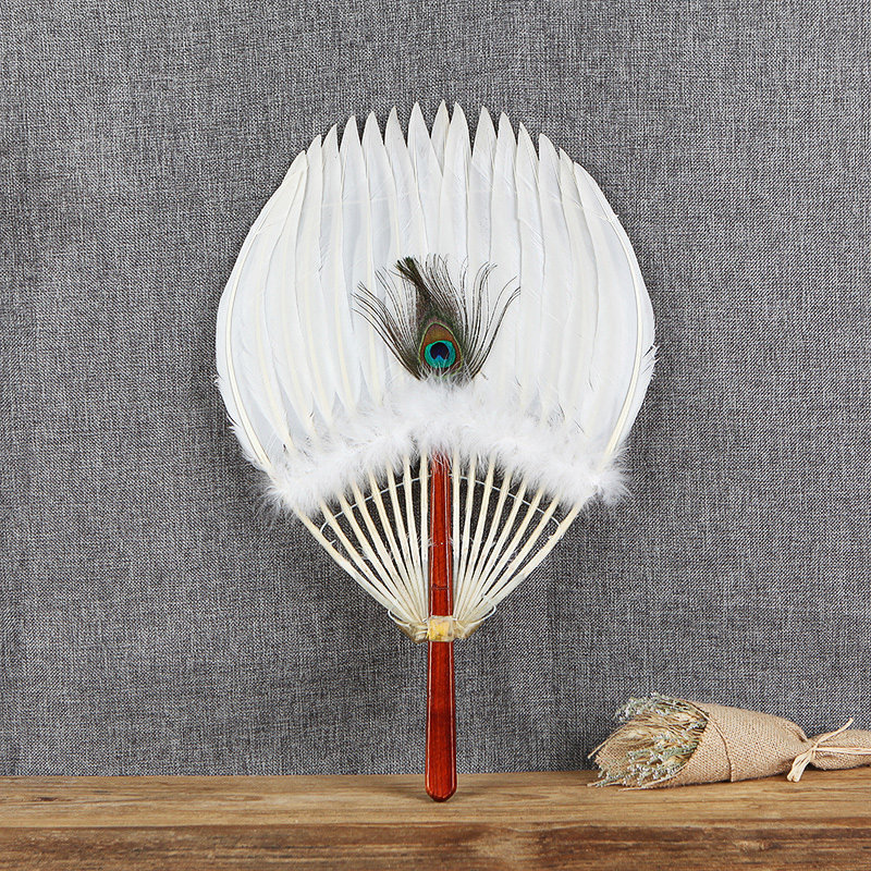 丝艺堂羽毛扇子 手工古风工艺扇诸葛亮孔明扇 中国风鹅毛扇折扇