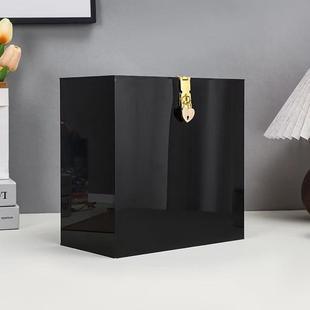 亚克力意见箱婚庆心形锁捐款箱收纳箱带卡槽信封箱婚礼卡片盒