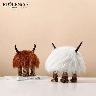 创意简约抽象牛羊树脂摆件样板间展厅家居新奇特鬼屋装饰工艺品