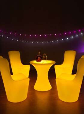 星朗LED小圆桌茶几简约圆形茶几桌简易KTV发光家具户外防水小茶几