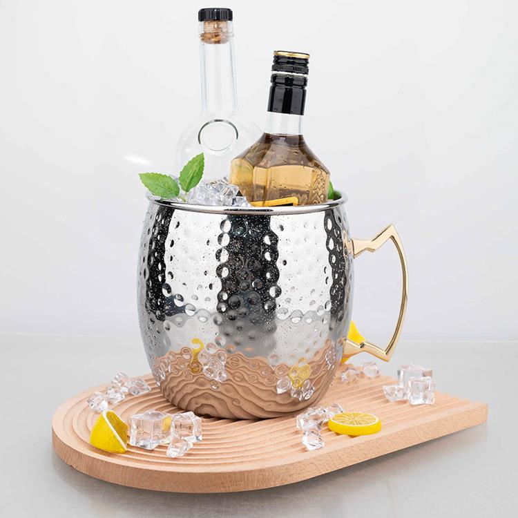不锈钢304香槟冰桶3L5L酒吧KTV啤酒鼓形桶创意锤点红酒饮料冰镇桶