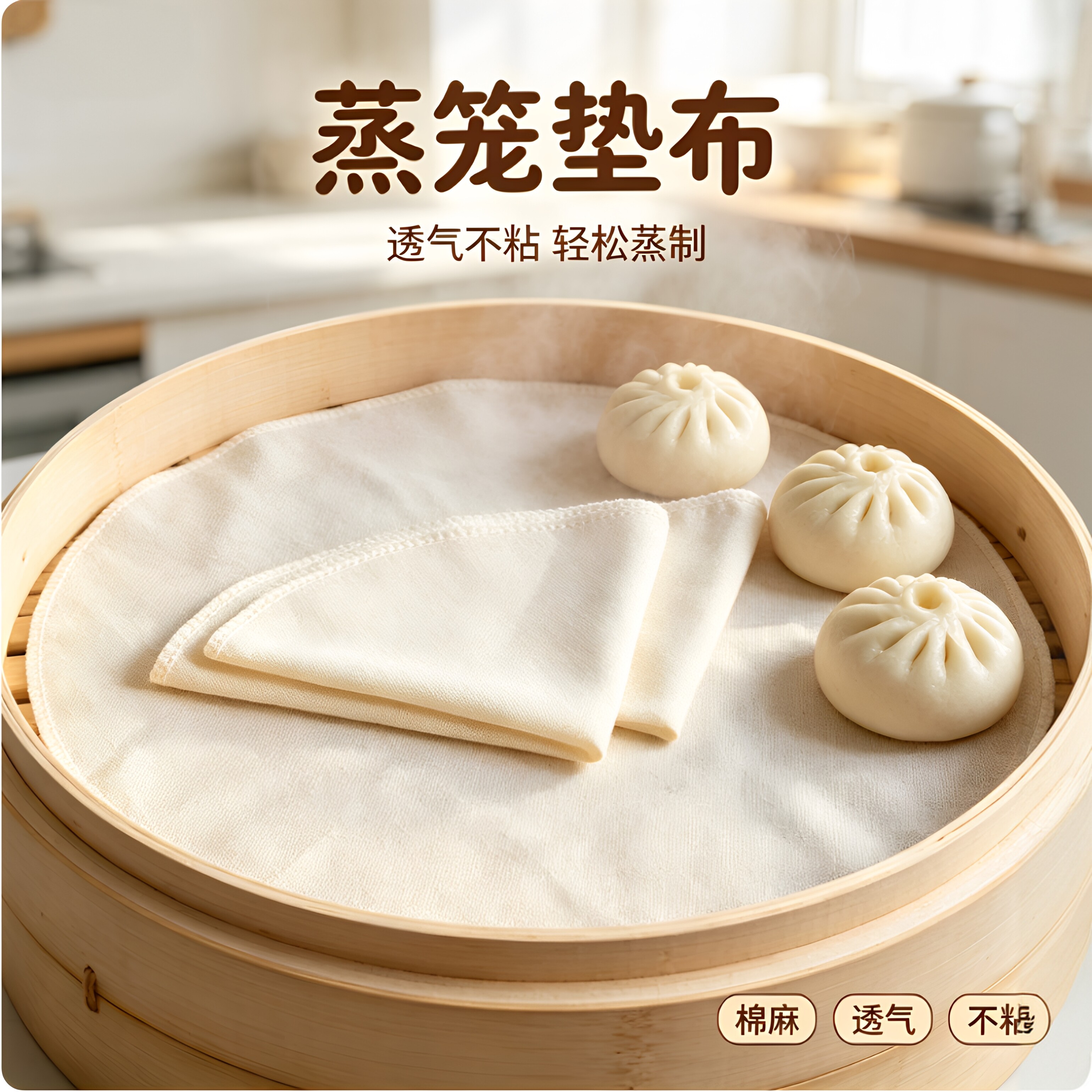 不粘棉纱蒸笼垫布馒头包子