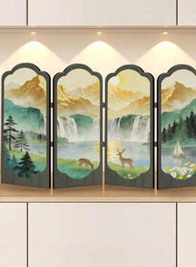 背靠金山入户玄关边柜屏风摆件新中式客厅电视柜桌面装饰摆台礼品