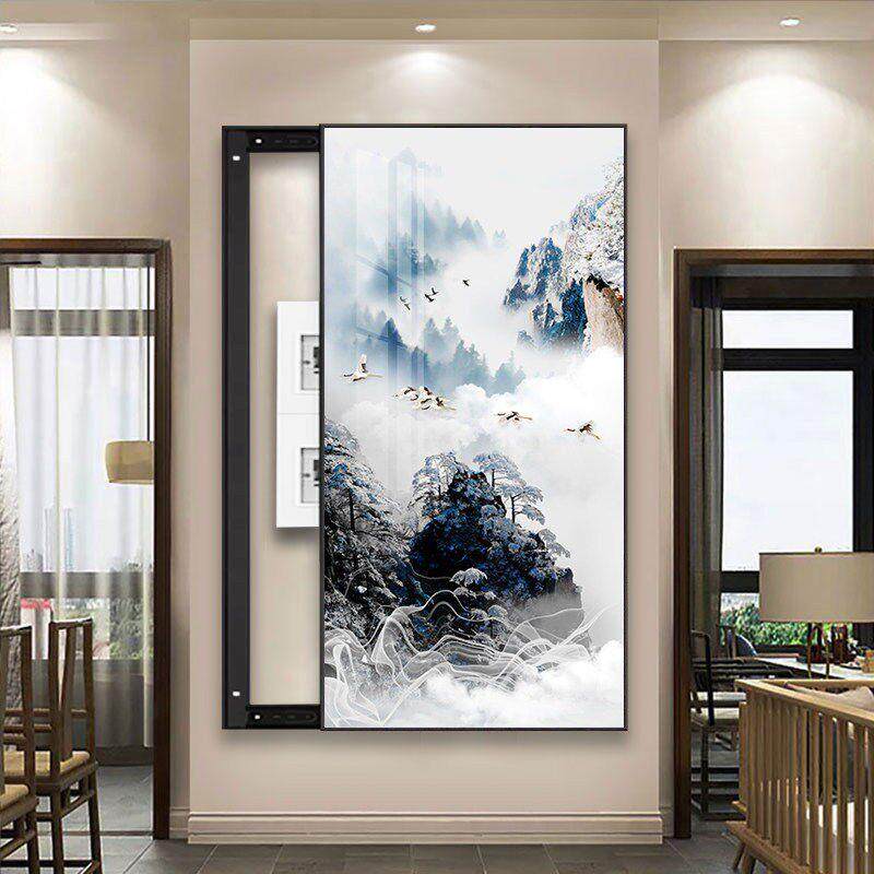 大总开关尺寸山水强弱电电表箱电闸中式消防栓挂画装饰画遮挡新箱