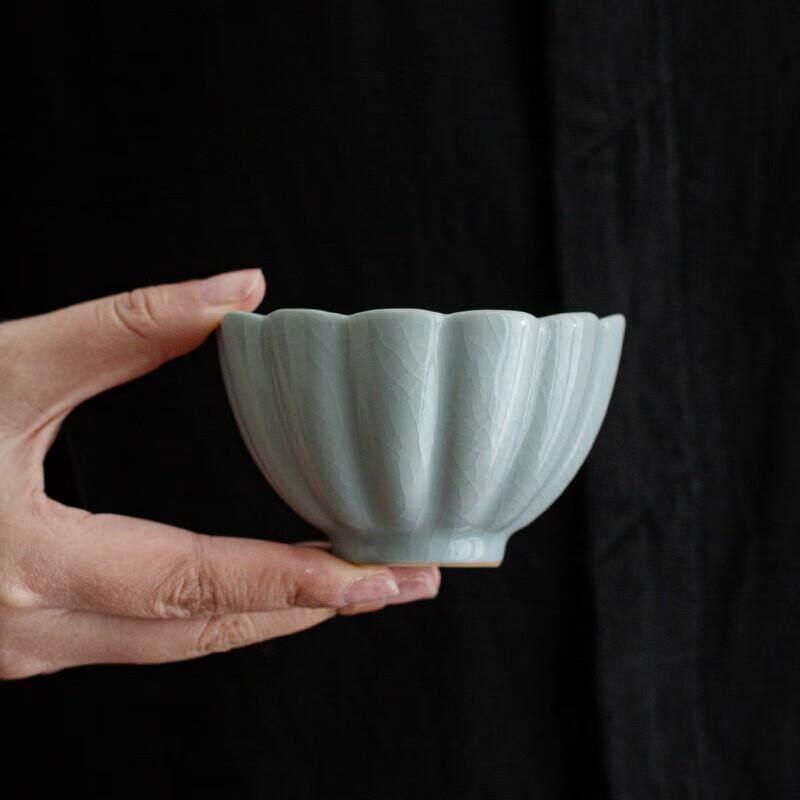 廷怀窑汝州汝瓷开片主人杯原矿茶杯天青个人杯陶瓷品茗杯功夫茶杯