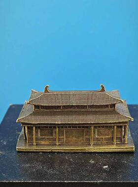 黄铜微景观中式建筑模型摆件书房假山水陆缸鱼缸庭院盆景装饰造景