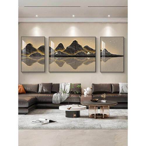 新款山水客厅装饰画千里江山图沙发背景墙挂画现代简约寓意好壁画