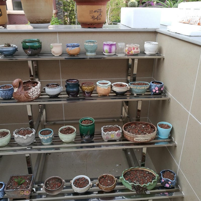 304不锈钢花架子多层铁艺室内户外阳台客厅三层阶梯花盆置物多肉