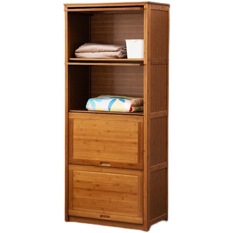实木简易衣柜楠竹收纳储物柜多层落地省空间卧室柜子厨房置物架子