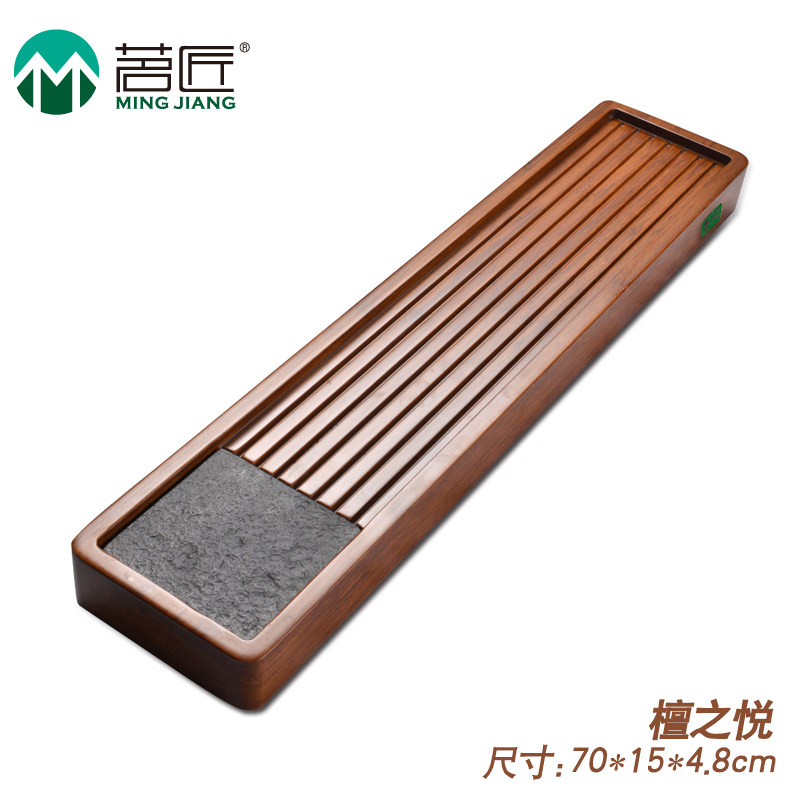 茗匠茶具乌金石重竹茶盘茶海竹制日式排水式茶台特大号整块茶托盘