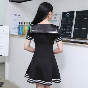 2020新气质显瘦短裙美容院性感V领低胸制服女装足浴技师服连衣裙