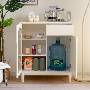 2023新款 家用茶吧机奶油风简约实木客厅全自动智能饮水机一体柜子