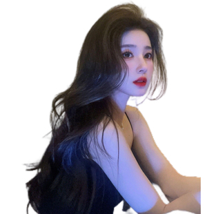 全头套女网红假发中分长发整顶自然蓬松长卷发大波浪微卷假发套