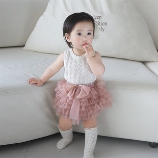 婴儿裙子夏天小女孩公主裙女宝宝网纱蛋糕裙周岁礼服婴幼儿夏季
