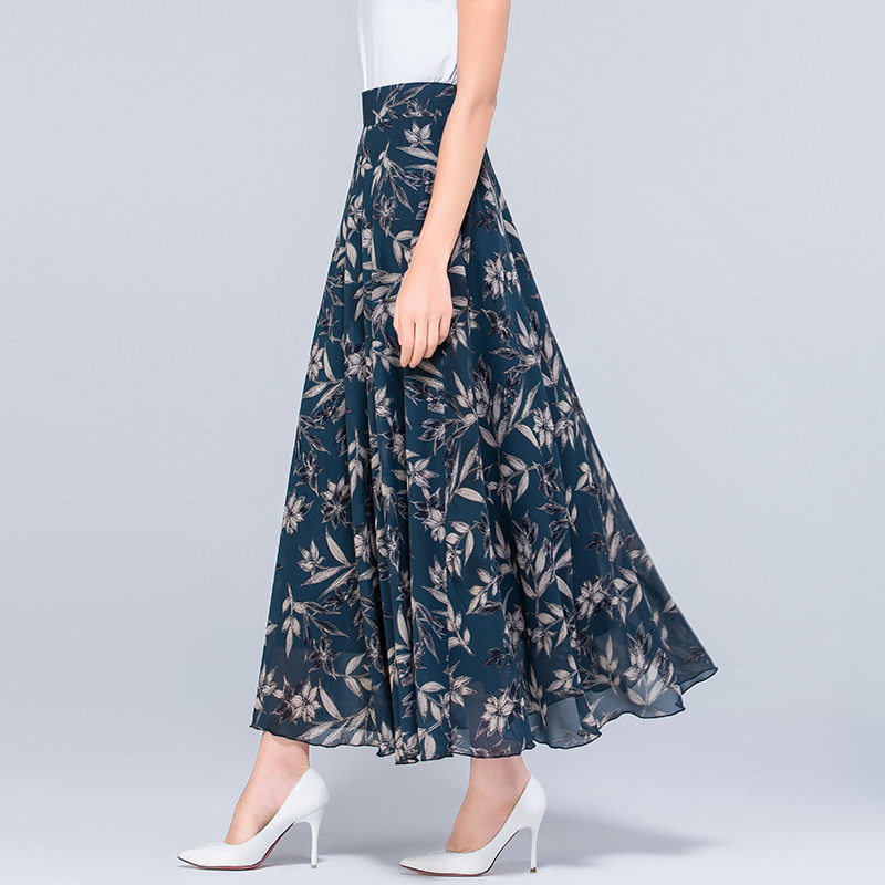 2020夏季新款碎花大码雪纺半身长裙女士高腰A字中年跳舞半身裙子,女装/女士精品,半身裙,淘宝优惠券,粉丝福利购,淘宝优惠卷