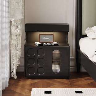 一体床头柜带保险箱法式复古黑色2025新款主卧实木家用防盗保险柜