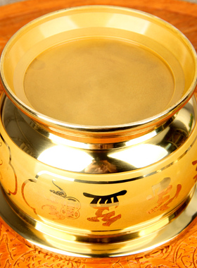 朴器 鎏金色款铜聚宝盆摆件