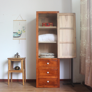简易原实木衣柜单门60cm宽小户型窄儿童单人独柜子收纳储物橱卧室
