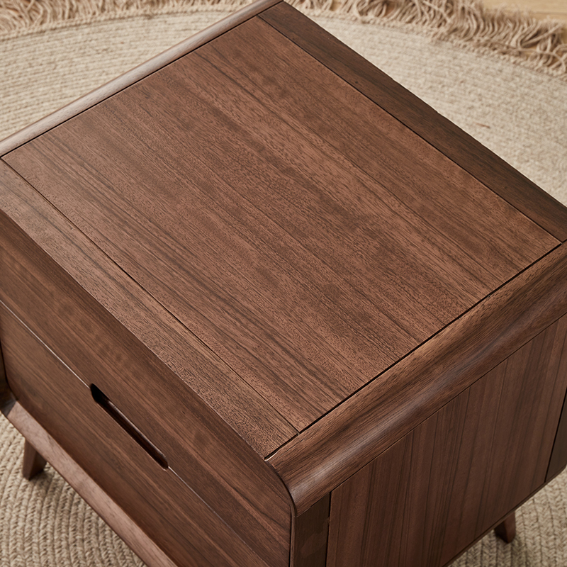 璞沁木作 黑胡桃木床头柜全实木床头柜北欧极简床边柜收纳柜整装