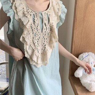 甜美宫廷风全棉吊带睡裙女夏天薄款 背心公主风睡衣可外穿家居服