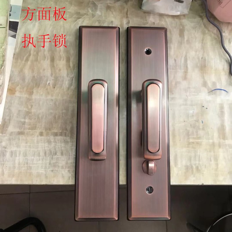 入户不锈钢防盗单门加厚仿红古铜色通用型235孔执手锁大门锁套装