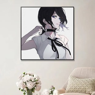 卡通动漫链锯人电锯人电次蕾塞头像 饰画 diy数字油画填色家居装