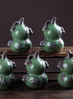 创意陶瓷黑陶福禄寿茶宠花宠车载摆件创意福牛茶道配件桌面装饰品