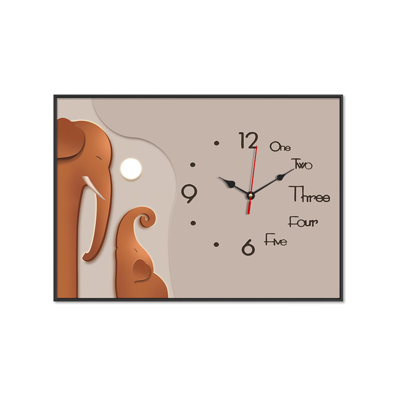 电表箱画装饰画带钟表配电箱遮挡电闸弱电箱开关大象创意餐厅挂画