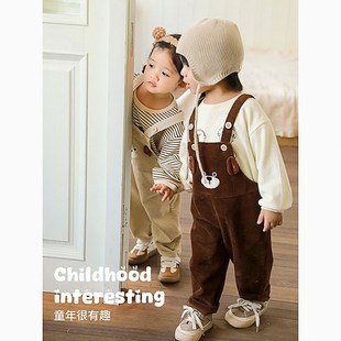 可爱女宝宝连体裤 宝宝背带裤 洋气灯芯绒男宝宝长裤 新款 子 2024秋季