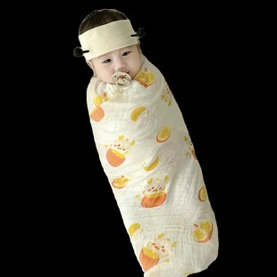 龙宝宝双层纱布巾夏季 产房包单初生婴儿包被纯棉盖毯新生浴巾 薄款