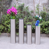 小圆筒 酒店商场 绿植套盆 花艺店 样板间配饰 干花花插 拉丝圆柱