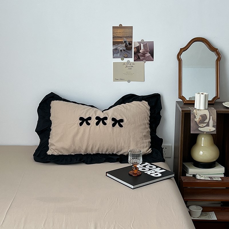 法式花边少女风枕套48*74cm水洗棉枕头套枕芯套装单人枕芯套枕皮