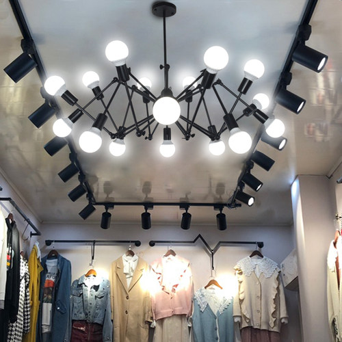 服装店吊灯店铺商用理发店LED创意个性loft复古工业风餐厅蜘蛛灯