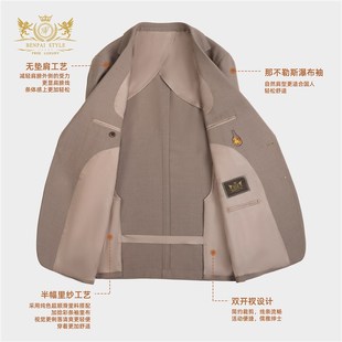 商务西服男大学生职业装 本派高定半麻衬休闲西装 男鸟眼纹婚庆套装