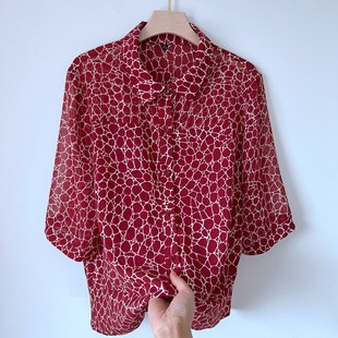 中年妈妈装夏款中袖上衣雪纺衬衫宽松2024新款洋气薄款中老年女装