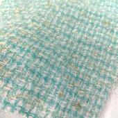 现货一米起售 国外进口同源粗花呢面料 绿色蓝色小香风人鱼姬亮丝