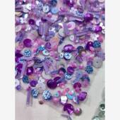 进口手工重工珠绣 紫色钉珠礼服布料 SAA御用工坊 刺绣面料 ELIE