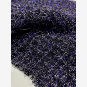 进口真丝小香风面料 蓝色粗花呢 春秋亮丝线软花呢布料