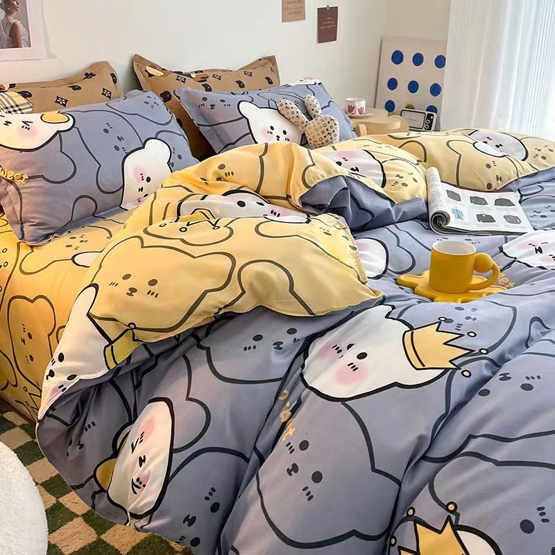床单四件被夏季单人学生宿舍三件磨毛单件被罩卡通床上用品