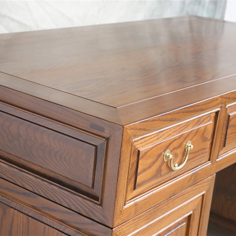 一文制木纯实木全榫卯现代中式原木书桌写字台办公桌电脑桌