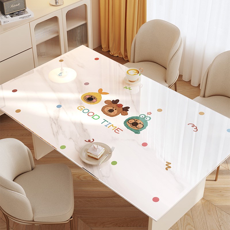pvc软玻璃餐桌垫桌布免洗防水防油台布电视柜茶几卡通桌垫保护垫