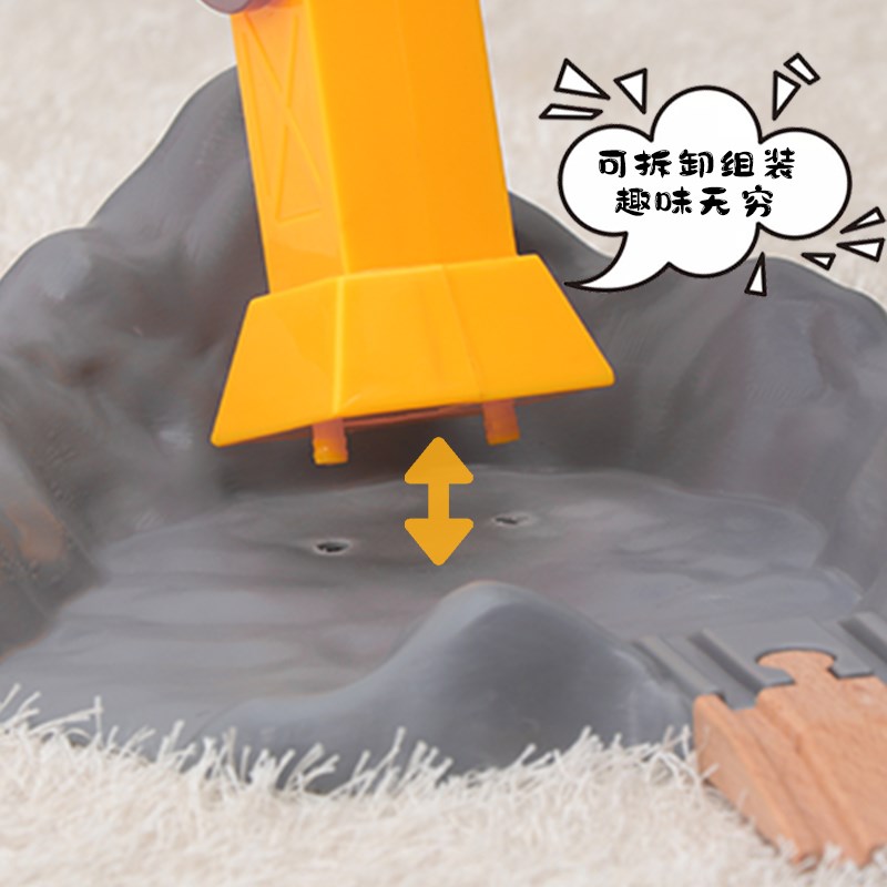 儿童木质轨道配件大号塔吊磁性工程模拟游戏塔吊起重器吊机