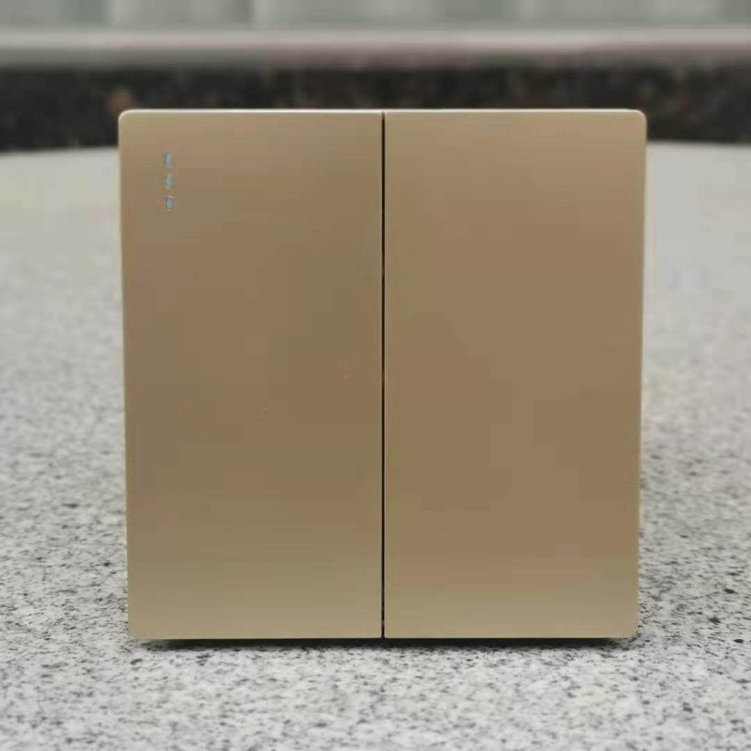 二位双门铃自动回弹复位常开常闭智能家居弱电触发开关按钮金色