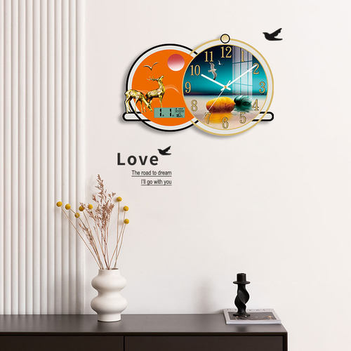 帝斓装饰画时钟挂墙钟表客厅家用静音挂钟现代创意挂表卧室石英钟