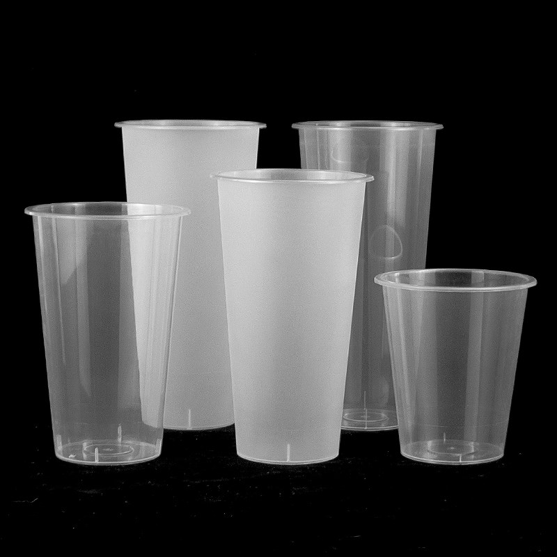 奶茶杯子90口径磨砂注塑杯30/0/00/700ml高透塑料带盖
