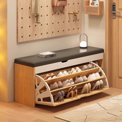 入户门口换鞋凳家用可坐鞋柜翻斗鞋柜客厅进门穿鞋凳坐凳一体鞋架
