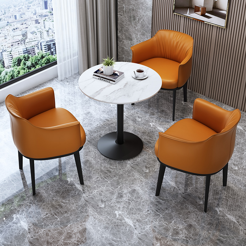 店铺休息区商务洽谈桌椅公司咨询室圆形接待会客桌椅意式极简