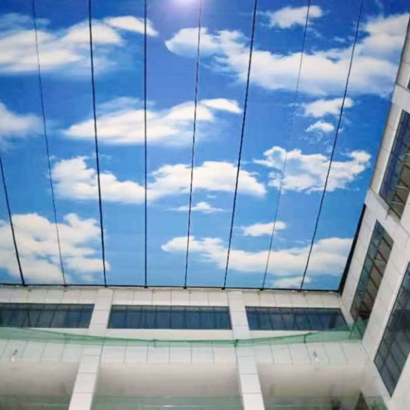 商场医院玻璃顶遮阳帘FSS天棚帘采光顶折叠式电动天幕帘厂