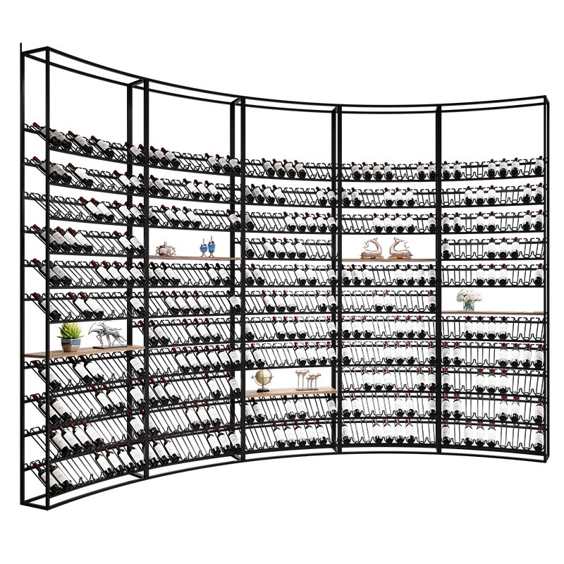 直形弯形酒架酒吧铁艺架陈列展示架咖啡餐厅工业风隔断酒架屏风展